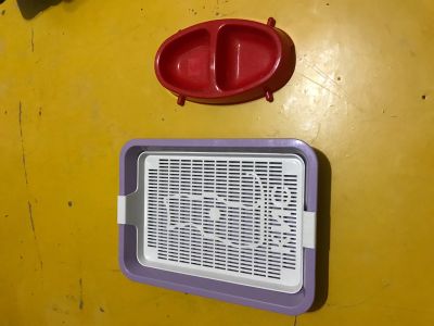 Лот: 12709986. Фото: 1. Лоток и миска для котёнка, повторно. Миски, лотки, наполнители