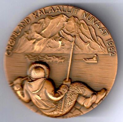 Лот: 10898313. Фото: 1. Финляндия Дания 1982 Медаль Гренландия... Юбилейные