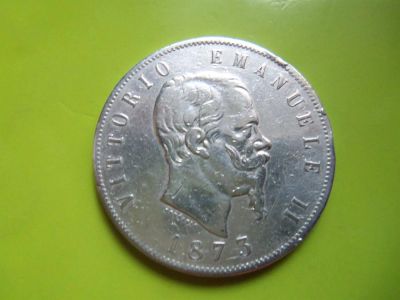 Лот: 3652298. Фото: 1. 5 лир 1873 г. Италия,серебро,подлинник... Европа