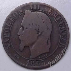 Лот: 857426. Фото: 1. Франция. 5 сантим 1861. Наполеон... Европа