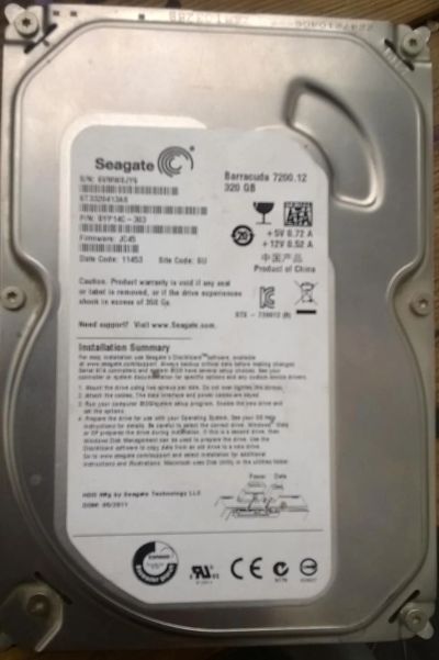 Лот: 8362869. Фото: 1. Seagate baracuda 7200.12 320GB. Жёсткие диски (HDD)