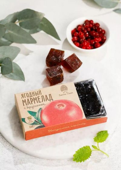 Лот: 11939268. Фото: 1. Мармелад «Ягодень» с брусникой... Шоколад, конфеты