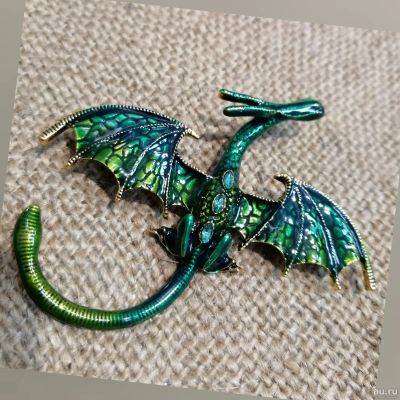 Лот: 17338833. Фото: 1. Брошь " дракон🐲" зелёный. Броши