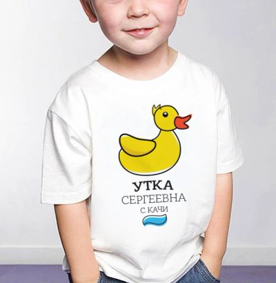 Лот: 6022609. Фото: 1. Футболка с уточкой для детей 4... Футболки, поло, топы, лонгсливы