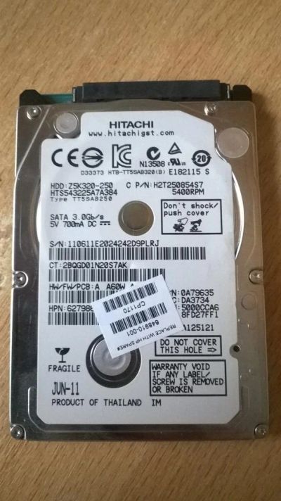 Лот: 5437021. Фото: 1. Жесткий Диск Hitachi HDD 250 GB... Жёсткие диски (HDD)