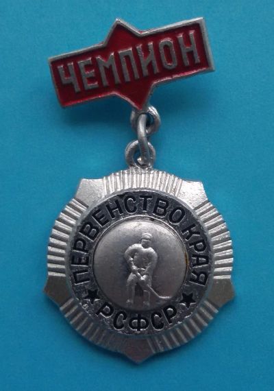 Лот: 8056041. Фото: 1. Знак на подвеске. Хоккей. Чемпион... Сувенирные