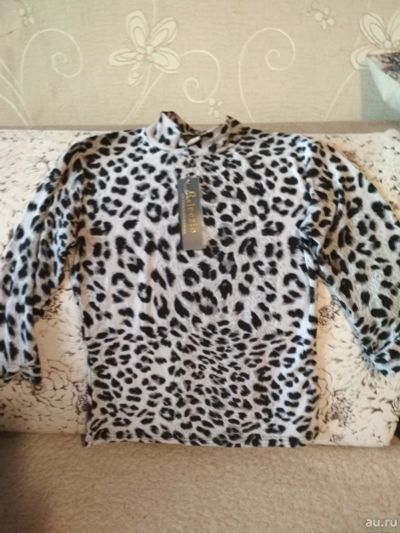 Лот: 13568690. Фото: 1. блуза леопард черно-белый рукав... Блузы, рубашки