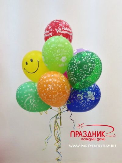 Лот: 3167529. Фото: 1. Связка из 10 гелиевых шаров 12... Воздушные шары