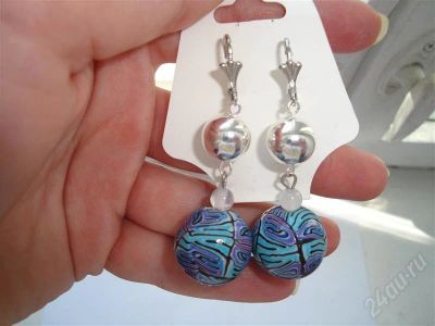 Лот: 366912. Фото: 1. Изделия из полимерной глины,серьги... Серьги, каффы