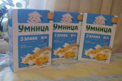 Лот: 4952593. Фото: 1. каша Умница 3 ЗЛАКА с абрикосом... Детское питание