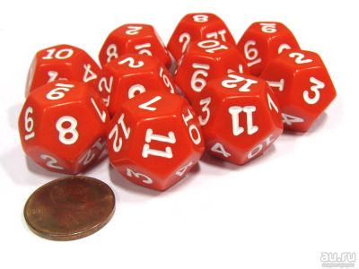 Лот: 13621782. Фото: 1. Кубик D12, 17 мм, красный. Настольные игры, карты
