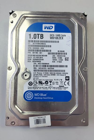 Лот: 20905133. Фото: 1. Жесткий диск WD Blue 1Tb WD10EZEX. Жёсткие диски (HDD)