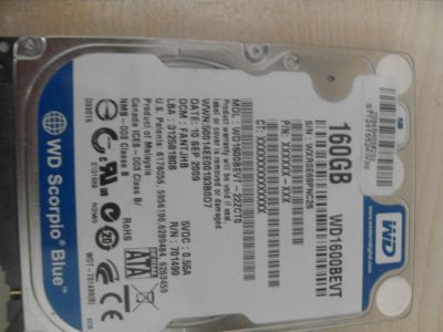 Лот: 5165205. Фото: 1. WD 160Gb, работает, но естьесть... Жёсткие диски (HDD)