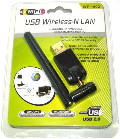 Лот: 2290245. Фото: 1. USB 2.0 адаптер беспроводной сети... WiFi, Bluetooth адаптеры