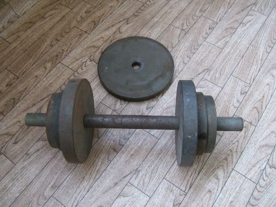 Лот: 3133353. Фото: 1. Гантель разборная + дополнительный... Гантели