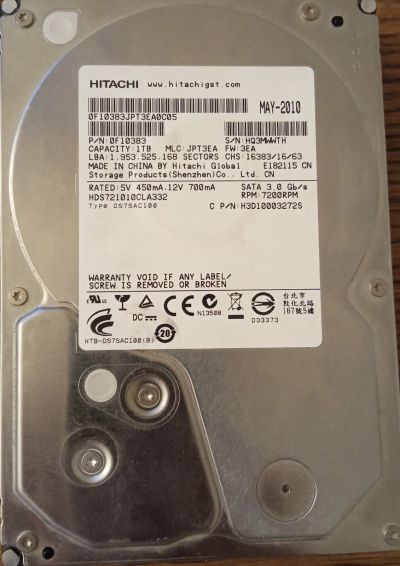 Лот: 20741167. Фото: 1. Жесткий диск HDD Hitachi 1тб HDS721010CLA332. Жёсткие диски (HDD)