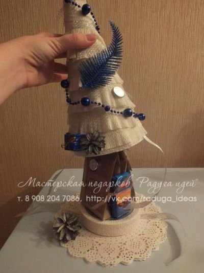 Лот: 4735270. Фото: 1. Елочка сладко-чайная №3. Букеты из конфет, игрушек