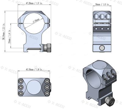 Лот: 24380638. Фото: 1. Кольца Vector X-Accu на базу picatinny... Аксессуары, запчасти, тюнинг оружия