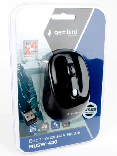 Лот: 22149745. Фото: 1. МЫШЬ БЕСПРОВОДНАЯ GEMBIRD MUSW-420... Клавиатуры и мыши