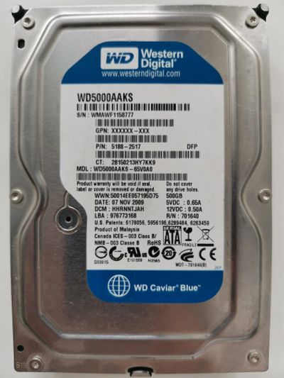 Лот: 16775697. Фото: 1. HDD WD 500 3,5". Жёсткие диски (HDD)