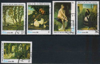 Лот: 21545659. Фото: 1. 1980. Куба. Картины Национального... Марки