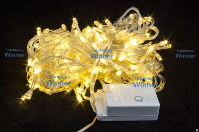 Лот: 16903168. Фото: 1. Нить 100LED тёпло-белый 7 м, прозрачный-провод... Гирлянды, шарики, новогодние аксессуары