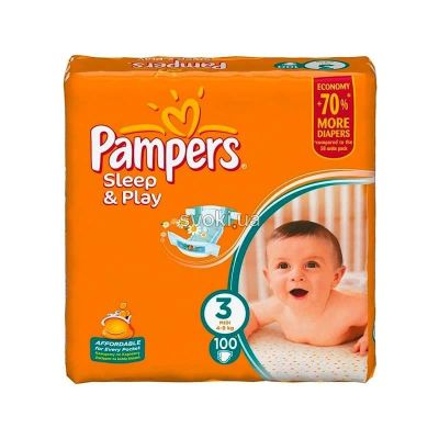 Лот: 14336641. Фото: 1. Pampers Sleep&Play 3(100шт) подгузн... Детская гигиена