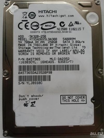 Лот: 8684019. Фото: 1. Жёсткий диск для ноутбука 250Gb... Жёсткие диски (HDD)
