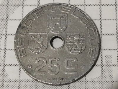 Лот: 15586584. Фото: 1. Бельгия 1944 год 25 сантимов... Россия и СССР 1917-1991 года