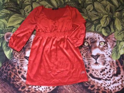 Лот: 8954117. Фото: 1. Туника красная с логотипом из... Блузы, рубашки