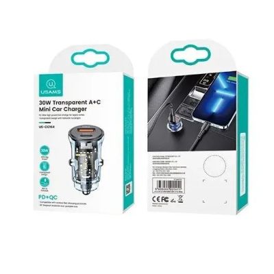 Лот: 22144104. Фото: 1. АЗУ USAMS US-CC164 1*USB-A 1*USB-C... Зарядные устройства, блоки питания, адаптеры сетевые для смартфонов