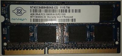 Лот: 8864014. Фото: 1. Nanya DDR-III SO-DIMM 4Gb PC3-10600... Оперативная память