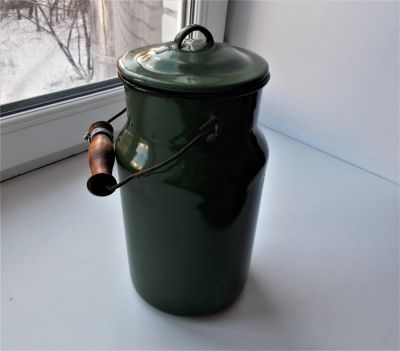 Лот: 23953173. Фото: 1. Бидон. Эмалированный. Зеленый... Баки, ёмкости