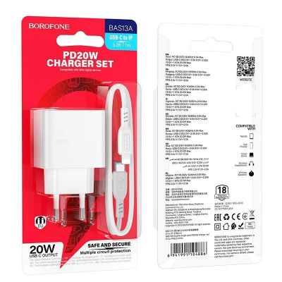 Лот: 22142746. Фото: 1. СЗУ BOROFONE BAS13A 1*USB-C QC3... Другое (бытовая техника)