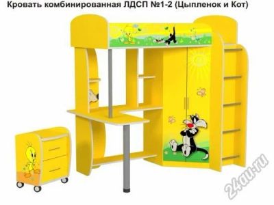 Лот: 5893844. Фото: 1. кровать чердак Цыпленок и кот. Кровати
