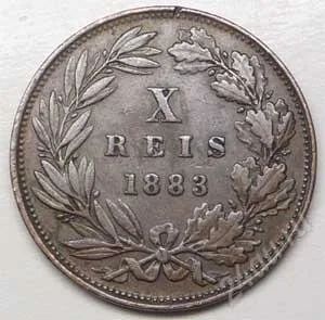 Лот: 904772. Фото: 1. Португалия. 10 рейс 1883г. Идеал... Европа