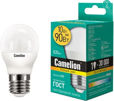 Лот: 24501886. Фото: 1. Светодиодная лампа Camelion LED10-G45... Лампочки