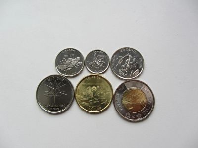 Лот: 9876202. Фото: 1. Канада 5,10,25,50 центов,1,2 доллара... Америка