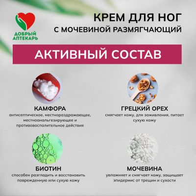 Лот: 24292545. Фото: 1. Добрый аптекарь крем д ног с мочевиной... Уход за телом