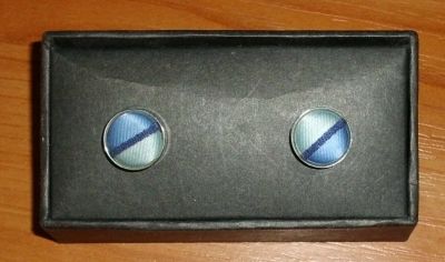 Лот: 15737780. Фото: 1. Запонки круглые голубые металл... Другое (ювелирные изделия, бижутерия, часы)