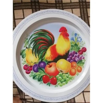 Лот: 15927995. Фото: 1. Поднос круглый 38 см из литографированой... Предметы сервировки