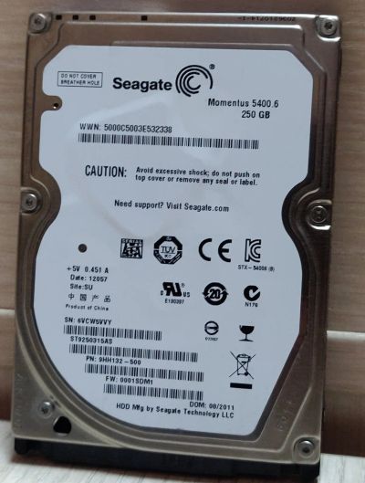 Лот: 19206394. Фото: 1. HDD для ноутбука 2.5" 250 Гб... Жёсткие диски (HDD)