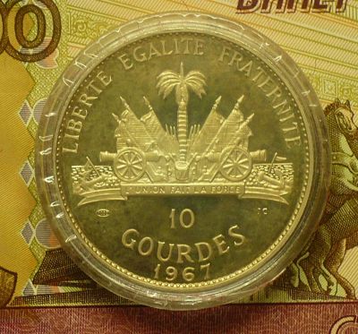 Лот: 18796553. Фото: 1. Гаити 10 гурдов 1967 г Пруф. Америка