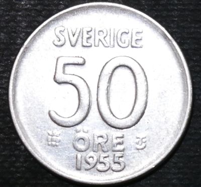 Лот: 12431675. Фото: 1. Швеция. 50 эре. 1955 год. Серебро. Остальные страны