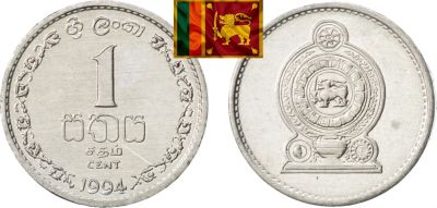 Лот: 18954979. Фото: 1. Шри-Ланка 1 цент 1994 UNC последний... Азия