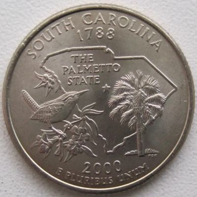 Лот: 6729845. Фото: 1. США 25 центов 2000. Южная Каролина... Америка