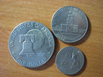 Лот: 3344637. Фото: 1. США набор монет 1976 года. 1 доллар... Америка