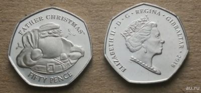 Лот: 18479300. Фото: 1. Гибралтар 50 пенсов 2018 Рождество... Великобритания и острова