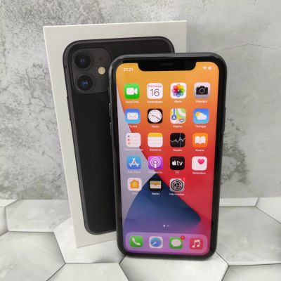 Лот: 17877211. Фото: 1. iPhone 11 64Gb черный гарантия... Смартфоны