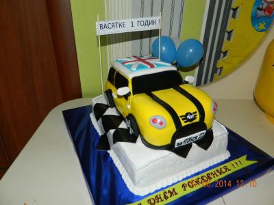 Лот: 6064302. Фото: 1. ТОРТ Mini Cooper Жёлтый. Торты, пирожные